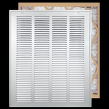 20"x30" White Steel Return Air Filter Grille, Filter Included, Removable Door
