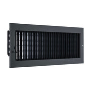 20 x 6-inch Black Steel adjustable supply register, angled view