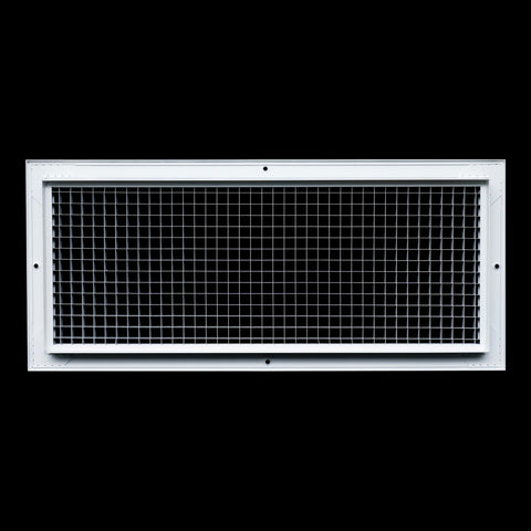 20" x 8" [Duct Opening] Aluminum Return Air Grille | Rust Proof Eggcrate Vent Cover Grill for Sidewall and Ceiling, White | Outer Dimensions: 21.75" X 9.75"