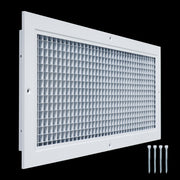 20 x 8-inch White Aluminum eggcrate return grille, angled view