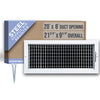 20"W x 8"H Steel Adjustable Air Supply Grille | Register Vent Cover Grill for Sidewall and Ceiling | White | Outer Dimensions: 21.75"W X 9.75"H for 20x8 Duct Opening