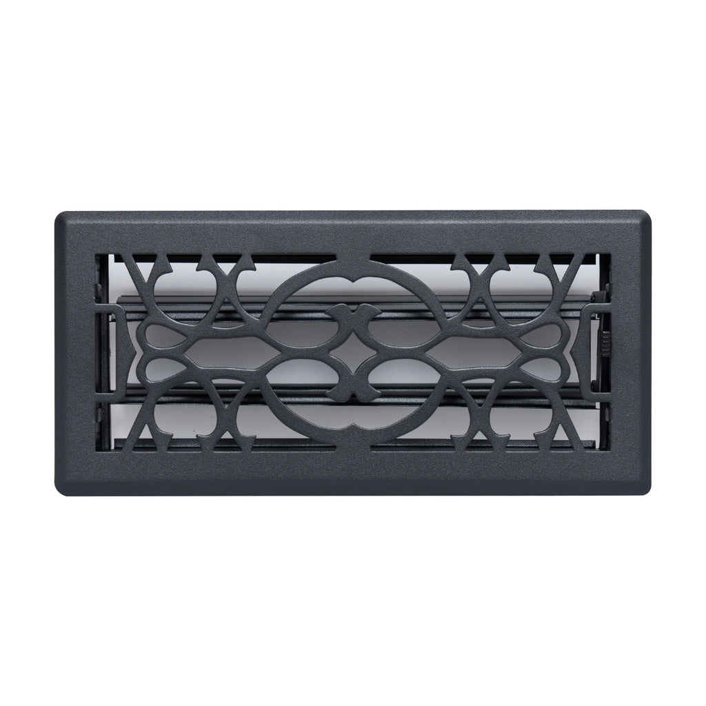 Fits 4x10 and 10x4 Duct Opening | Decorative Floor Register with Victorian Design by Handua | Heavy Duty Walkable Design with Damper | Floor Vent Grille | Easy to Adjust Air Supply Lever | Matte Black