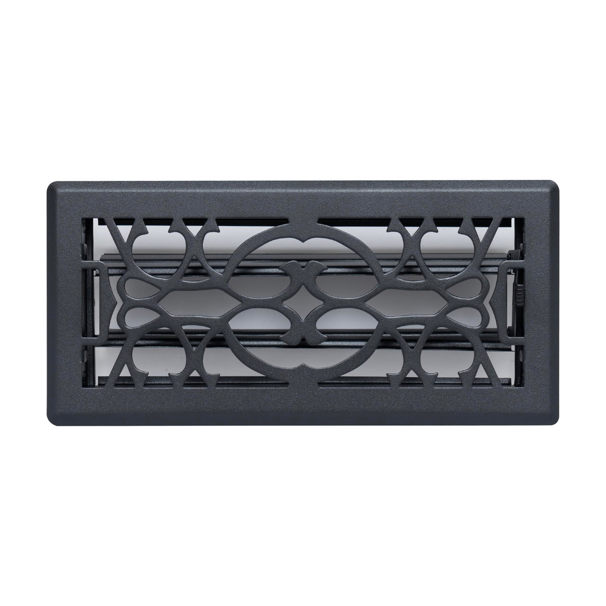 Fits 4x10 and 10x4 Duct Opening | Decorative Floor Register with Victorian Design by Handua | Heavy Duty Walkable Design with Damper | Floor Vent Grille | Easy to Adjust Air Supply Lever | Matte Black