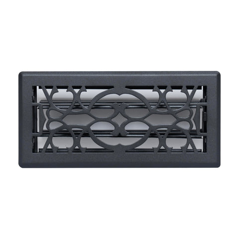 Fits 4x10 and 10x4 Duct Opening | Decorative Floor Register with Victorian Design by Handua | Heavy Duty Walkable Design with Damper | Floor Vent Grille | Easy to Adjust Air Supply Lever | Matte Black