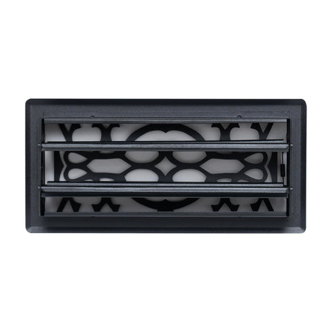 Fits 4x10 and 10x4 Duct Opening | Decorative Floor Register with Victorian Design by Handua | Heavy Duty Walkable Design with Damper | Floor Vent Grille | Easy to Adjust Air Supply Lever | Matte Black