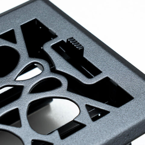 Fits 4x10 and 10x4 Duct Opening | Decorative Floor Register with Victorian Design by Handua | Heavy Duty Walkable Design with Damper | Floor Vent Grille | Easy to Adjust Air Supply Lever | Matte Black