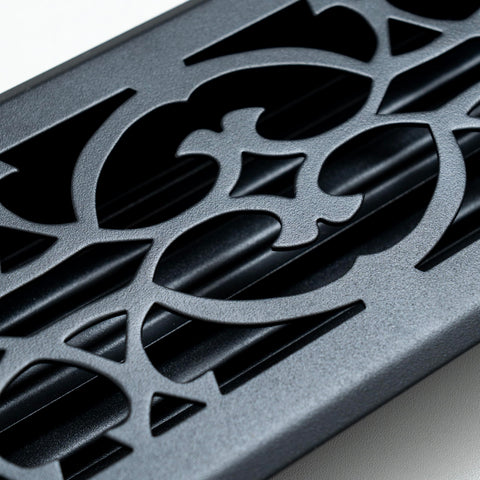 Fits 4x10 and 10x4 Duct Opening | Decorative Floor Register with Victorian Design by Handua | Heavy Duty Walkable Design with Damper | Floor Vent Grille | Easy to Adjust Air Supply Lever | Matte Black