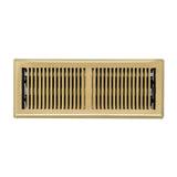 4"x12" Heavy Duty Steel Floor Register, Louvered Air Vent with Adjustable Damper | Polished Brass | Out. Dim.: 5-3/4"W X 13-1/2"H