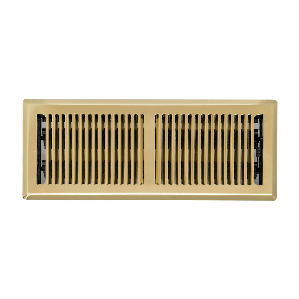 Fits 4x12 and 12x4 Duct Opening | Floor Register with Contemporary Louvered Design by Handua | Heavy Duty Walkable Design with Damper | Floor Vent Grille |Easy Adjust Air Supply Lever | Polished Brass