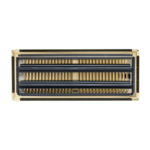 Fits 4x12 and 12x4 Duct Opening | Floor Register with Contemporary Louvered Design by Handua | Heavy Duty Walkable Design with Damper | Floor Vent Grille |Easy Adjust Air Supply Lever | Polished Brass