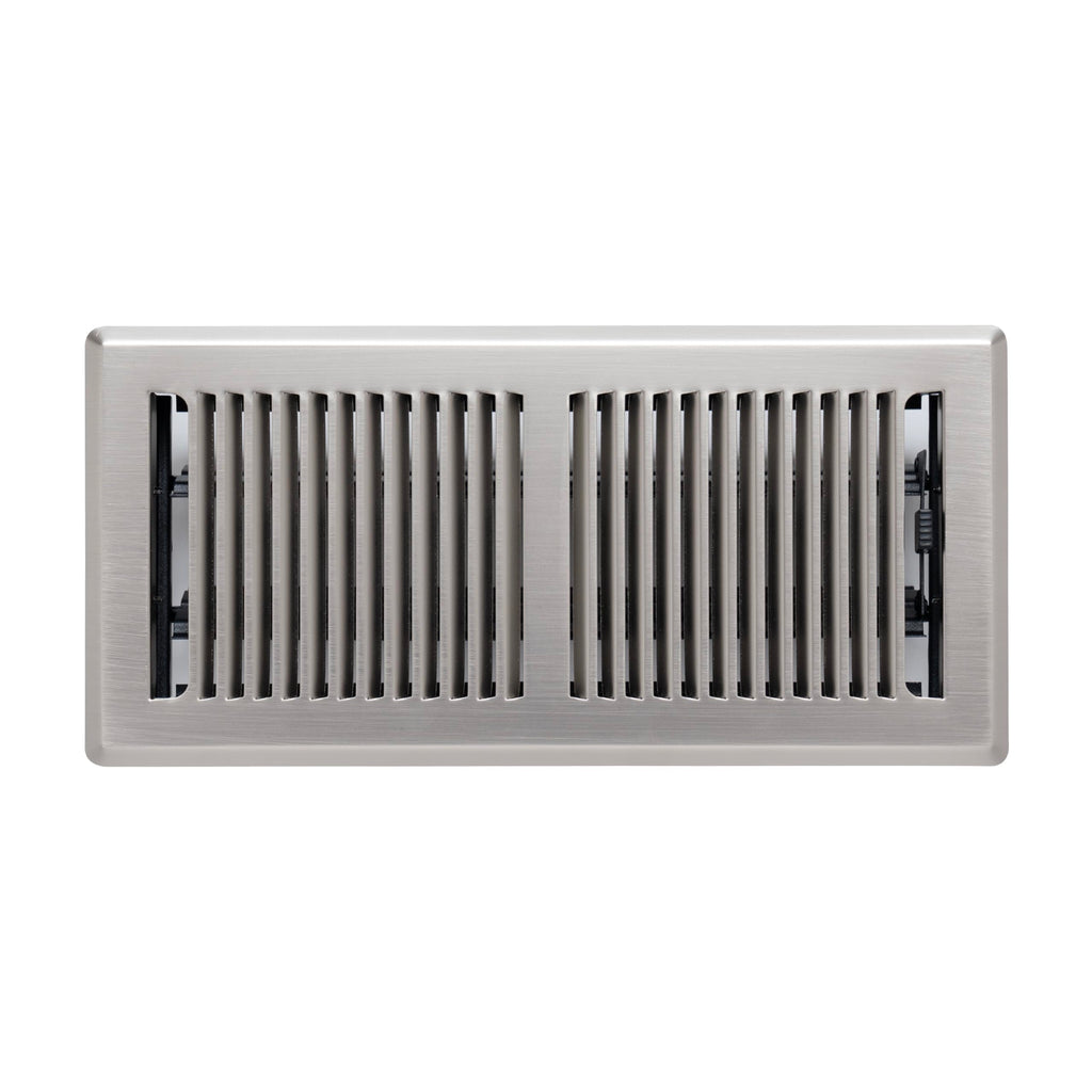 Fits 4x10 and 10x4 Duct Opening | Floor Register with Contemporary Louvered Design by Handua | Heavy Duty Walkable Design with Damper | Floor Vent Grille | Easy Adjust Air Supply Lever | Satin Nickel