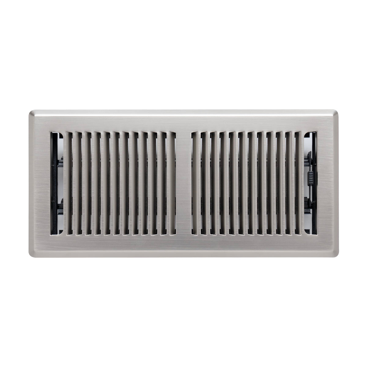 4"x10" Heavy Duty Steel Floor Register, Louvered Air Vent with Adjustable Damper | Satin Nickel | Out. Dim.: 5-3/4"W X 11-1/2"H