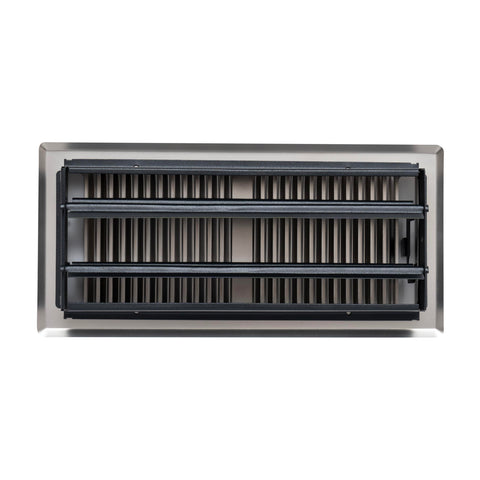 4"x10" Heavy Duty Steel Floor Register, Louvered Air Vent with Adjustable Damper | Satin Nickel | Out. Dim.: 5-3/4"W X 11-1/2"H