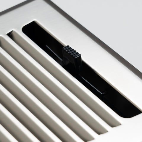 4"x10" Heavy Duty Steel Floor Register, Louvered Air Vent with Adjustable Damper | Satin Nickel | Out. Dim.: 5-3/4"W X 11-1/2"H