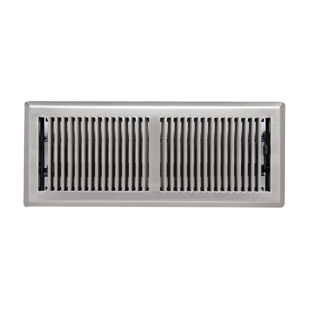 Fits 4x12 and 12x4 Duct Opening | Floor Register with Contemporary Louvered Design by Handua | Heavy Duty Walkable Design with Damper | Floor Vent Grille | Easy Adjust Air Supply Lever | Satin Nickel