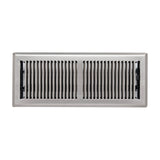 4"x12" Heavy Duty Steel Floor Register, Louvered Air Vent with Adjustable Damper | Satin Nickel | Out. Dim.: 5-3/4"W X 13-1/2"H