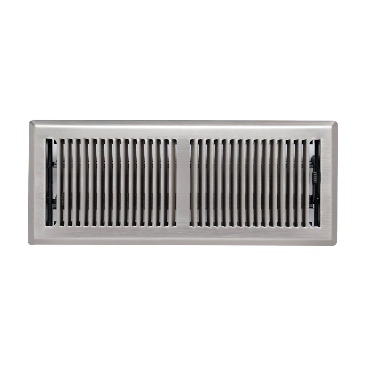 Fits 4x12 and 12x4 Duct Opening | Floor Register with Contemporary Louvered Design by Handua | Heavy Duty Walkable Design with Damper | Floor Vent Grille | Easy Adjust Air Supply Lever | Satin Nickel