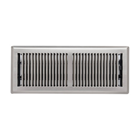 Fits 4x12 and 12x4 Duct Opening | Floor Register with Contemporary Louvered Design by Handua | Heavy Duty Walkable Design with Damper | Floor Vent Grille | Easy Adjust Air Supply Lever | Satin Nickel