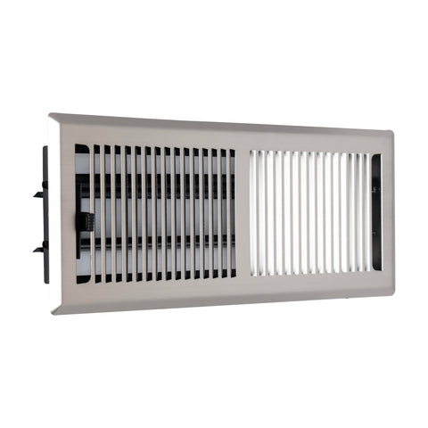 Fits 4x12 and 12x4 Duct Opening | Floor Register with Contemporary Louvered Design by Handua | Heavy Duty Walkable Design with Damper | Floor Vent Grille | Easy Adjust Air Supply Lever | Satin Nickel