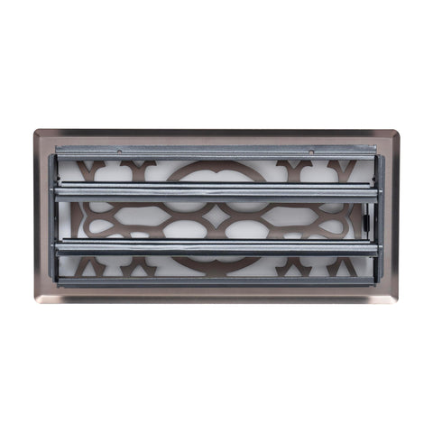Fits 4x12 and 12x4 Duct Opening | Decorative Floor Register with Victorian Design by Handua | Heavy Duty Walkable Design with Damper | Floor Vent Grille | Easy to Adjust Air Supply Lever | Bronze