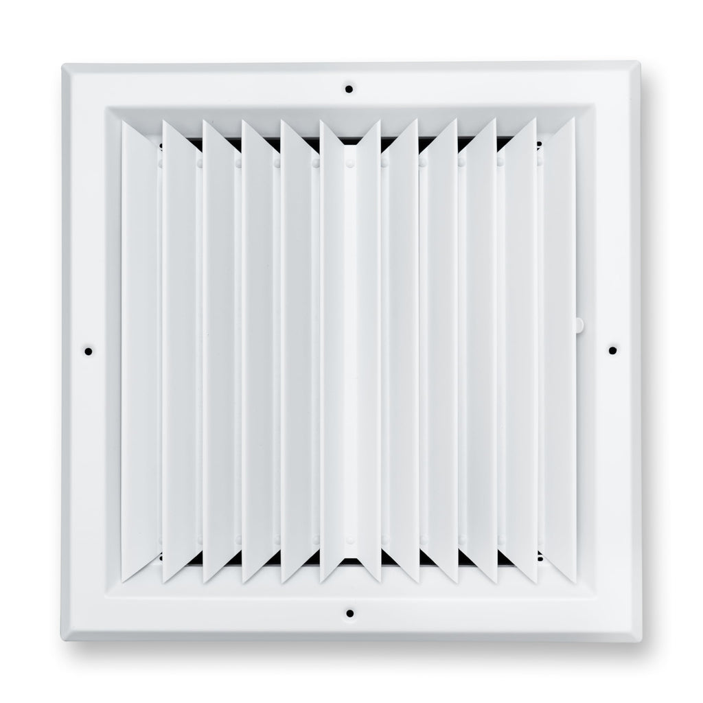 Fits 12x12 Duct Opening 2 Way Aluminum Square Ceiling Diffuser | Register Vent Cover Grille for Ceiling | Rust Proof | White | Outer Dimensions: 13.75" X 13.75"