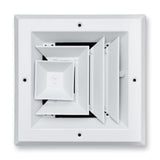 Fits 6x6 Duct Opening 3 WAY Aluminum Square Ceiling Diffuser | Register Vent Cover Grille for Ceiling | Rust Proof | White | Outer Dimensions: 7.75" X 7.75"
