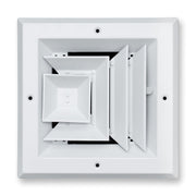 6 x 6-inch White Aluminum square ceiling diffuser, front view