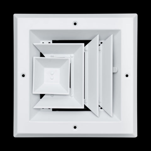 Fits 6x6 Duct Opening 3 WAY Aluminum Square Ceiling Diffuser | Register Vent Cover Grille for Ceiling | Rust Proof | White | Outer Dimensions: 7.75" X 7.75"