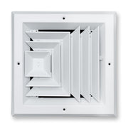 8 x 8-inch White Aluminum square ceiling diffuser, front view