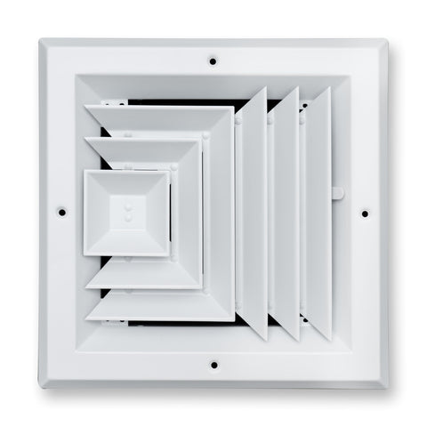 Fits 8x8 Duct Opening 3 WAY Aluminum Square Ceiling Diffuser | Register Vent Cover Grille for Ceiling | Rust Proof | White | Outer Dimensions: 9.75" X 9.75"