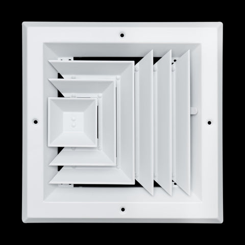 Fits 8x8 Duct Opening 3 WAY Aluminum Square Ceiling Diffuser | Register Vent Cover Grille for Ceiling | Rust Proof | White | Outer Dimensions: 9.75" X 9.75"