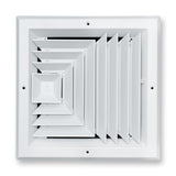 Fits 10x10 Duct Opening 3 WAY Aluminum Square Ceiling Diffuser | Register Vent Cover Grille for Ceiling | Rust Proof | White | Outer Dimensions: 11.75" X 11.75"
