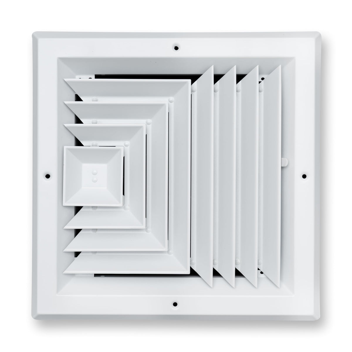 Fits 10x10 Duct Opening 3 WAY Aluminum Square Ceiling Diffuser | Register Vent Cover Grille for Ceiling | Rust Proof | White | Outer Dimensions: 11.75" X 11.75"