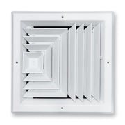 10 x 10-inch White Aluminum square ceiling diffuser, front view