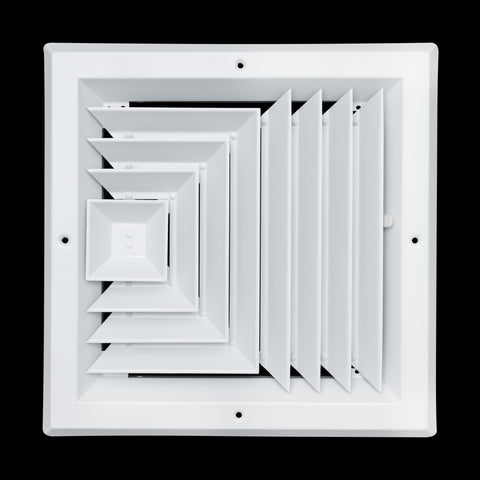 Fits 10x10 Duct Opening 3 WAY Aluminum Square Ceiling Diffuser | Register Vent Cover Grille for Ceiling | Rust Proof | White | Outer Dimensions: 11.75" X 11.75"
