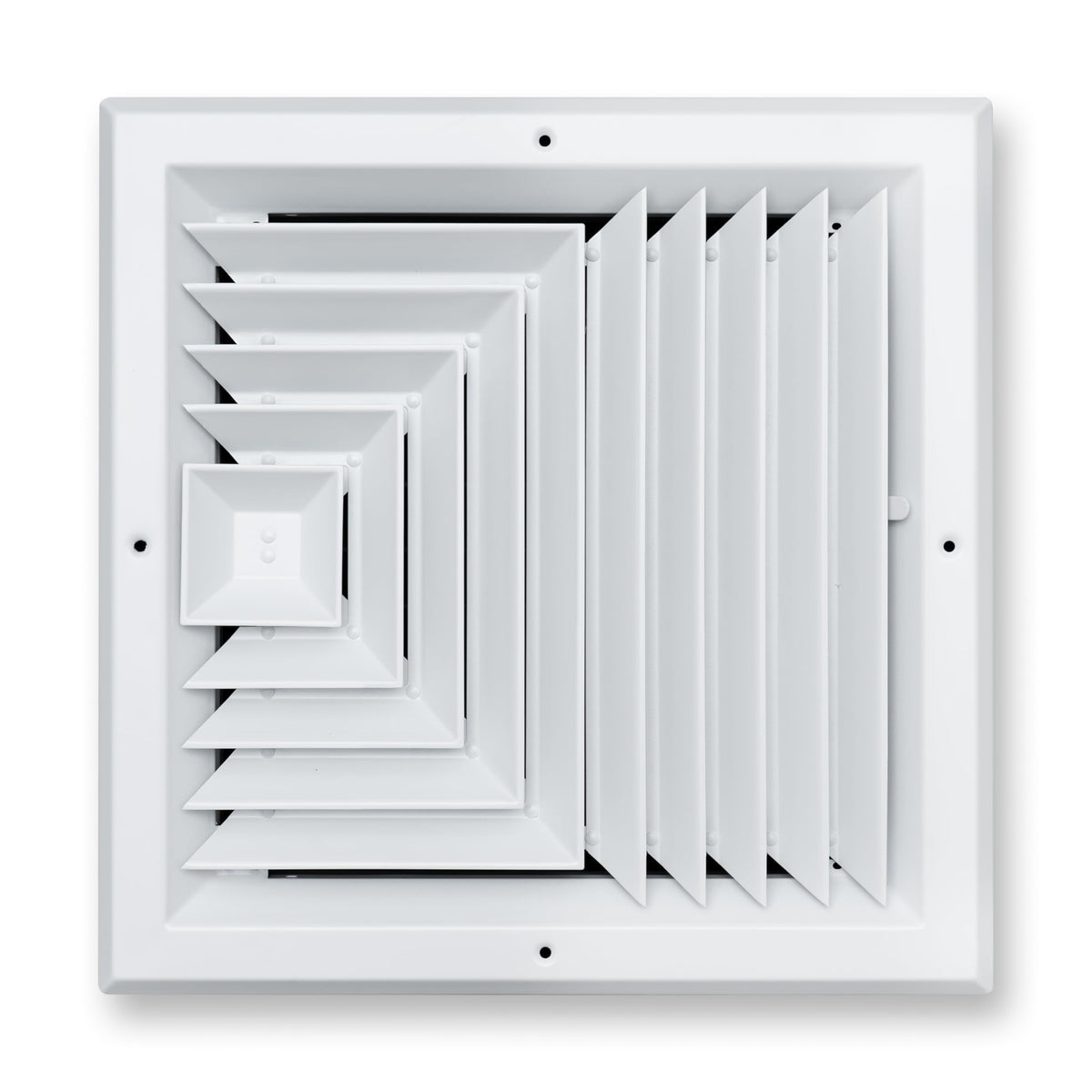 Fits 12x12 Duct Opening 3 WAY Aluminum Square Ceiling Diffuser | Register Vent Cover Grille for Ceiling | Rust Proof | White | Outer Dimensions: 13.75" X 13.75"