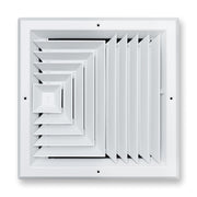 12 x 12-inch White Aluminum square ceiling diffuser, front view