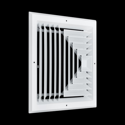 Fits 12x12 Duct Opening 3 WAY Aluminum Square Ceiling Diffuser | Register Vent Cover Grille for Ceiling | Rust Proof | White | Outer Dimensions: 13.75" X 13.75"