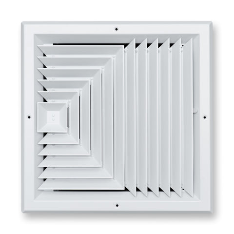 Fits 14x14 Duct Opening 3 WAY Aluminum Square Ceiling Diffuser | Register Vent Cover Grille for Ceiling | Rust Proof | White | Outer Dimensions: 15.75" X 15.75"
