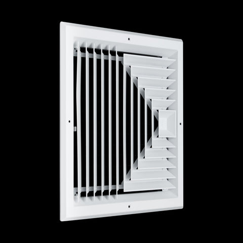 Fits 14x14 Duct Opening 3 WAY Aluminum Square Ceiling Diffuser | Register Vent Cover Grille for Ceiling | Rust Proof | White | Outer Dimensions: 15.75" X 15.75"