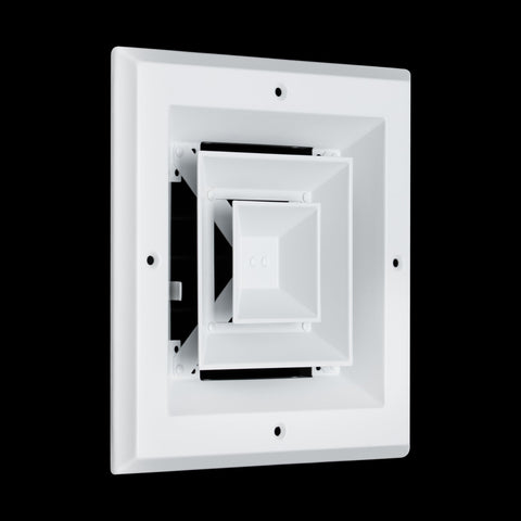 Fits 6x6 Duct Opening 4 WAY Aluminum Square Ceiling Diffuser | Register Vent Cover Grille for Ceiling | Rust Proof | White | Outer Dimensions: 7.75" X 7.75"