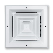 8 x 8-inch White Aluminum square ceiling diffuser, front view