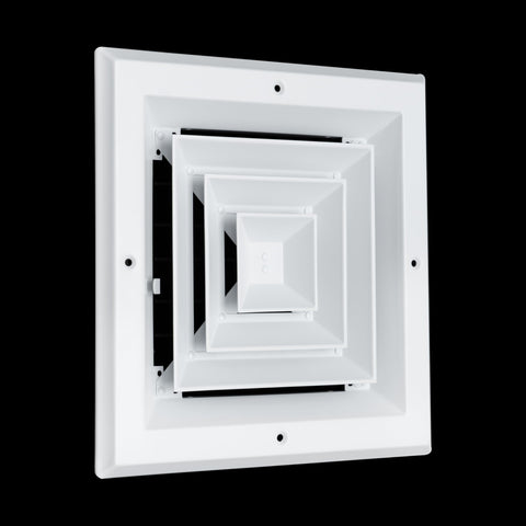 Fits 8x8 Duct Opening 4 WAY Aluminum Square Ceiling Diffuser | Register Vent Cover Grille for Ceiling | Rust Proof | White | Outer Dimensions: 9.75" X 9.75"