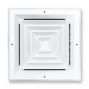 10 x 10-inch White Aluminum square ceiling diffuser, front view