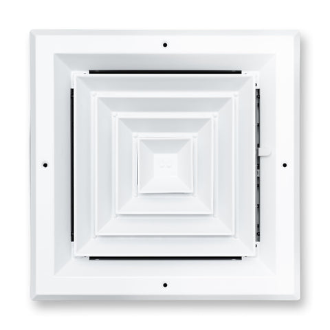 Fits 10x10 Duct Opening 4 WAY Aluminum Square Ceiling Diffuser | Register Vent Cover Grille for Ceiling | Rust Proof | White | Outer Dimensions: 11.75" X 11.75"