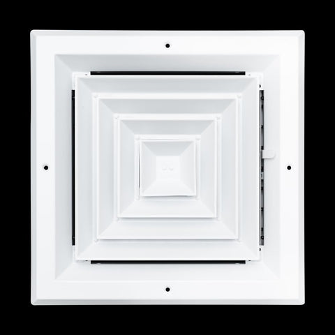 Fits 10x10 Duct Opening 4 WAY Aluminum Square Ceiling Diffuser | Register Vent Cover Grille for Ceiling | Rust Proof | White | Outer Dimensions: 11.75" X 11.75"