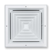 12 x 12-inch White Aluminum square ceiling diffuser, front view