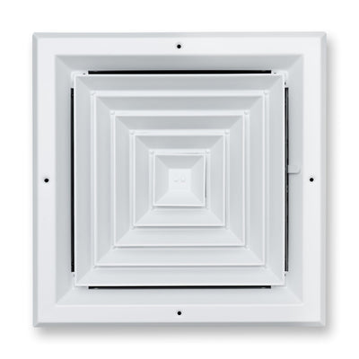 12x12 4-Way White Aluminum Square Ceiling Diffuser, Rust-Proof Ceiling Supply Grille