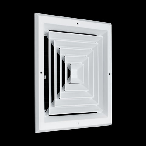 Fits 12x12 Duct Opening 4 WAY Aluminum Square Ceiling Diffuser | Register Vent Cover Grille for Ceiling | Rust Proof | White | Outer Dimensions: 13.75" X 13.75"