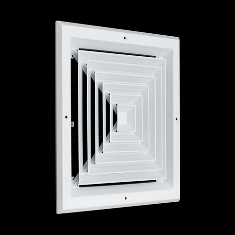 Fits 14x14 Duct Opening 4 WAY Aluminum Square Ceiling Diffuser | Register Vent Cover Grille for Ceiling | Rust Proof | White | Outer Dimensions: 15.75" X 15.75"